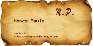 Mencs Paula névjegykártya